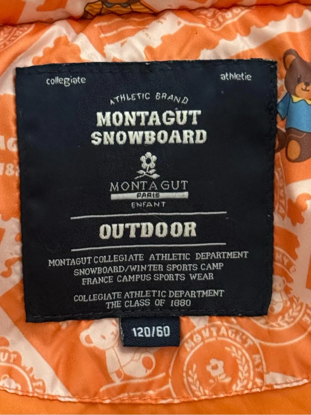 Montagut Snowboard Orange Puffer Vest with Removable Hood Size 120/60CM